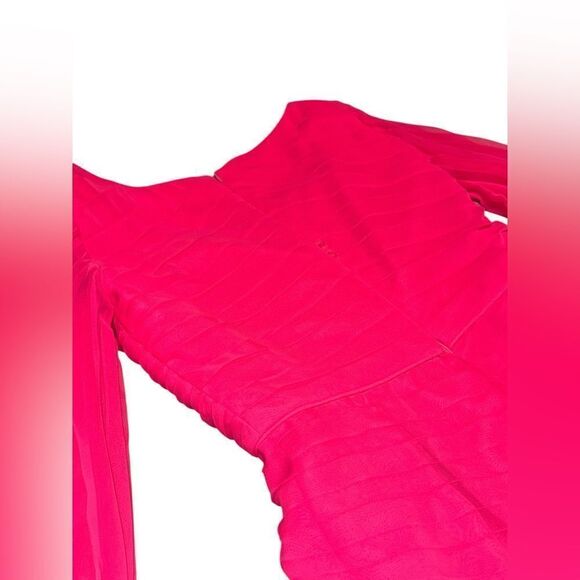 🔥 VINTAGE ICONIC Hollywood WILLIAM TRAVILLA fuchsia long sleeve chiffon gown sz8 - Picture 7 of 12